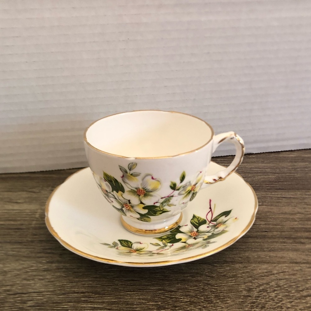 Vtg Delphine Bone China Teacup and Saucer